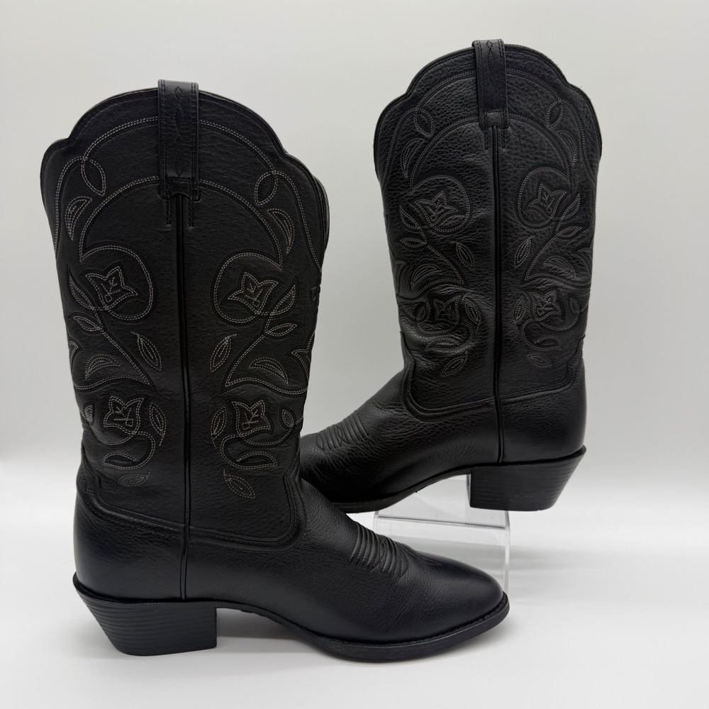 Ariat Heritage Western R-Toe Black Leather Boots 10001037 Womens 8.5 B